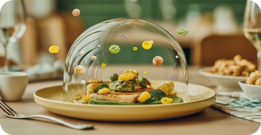 Close-up of fresh ingredients on a counter
